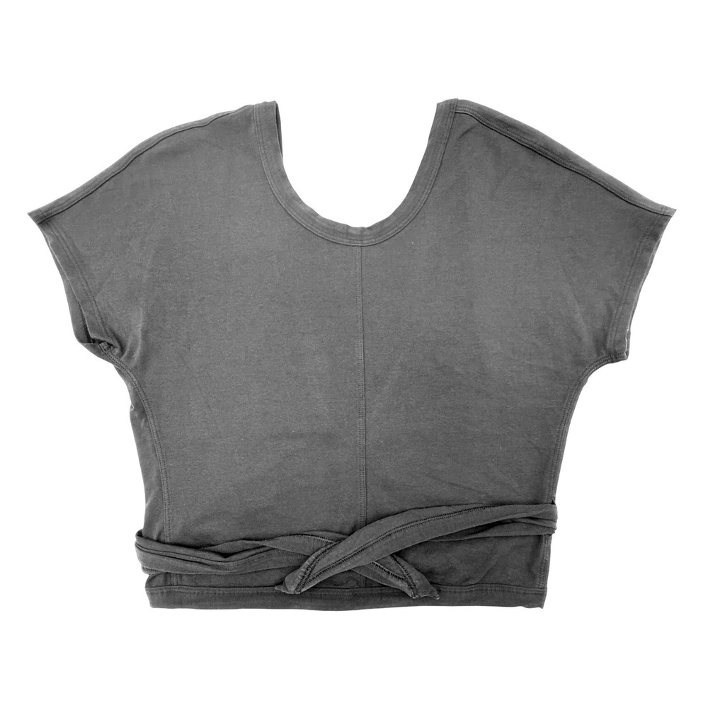 Lululemon Black Adjustable Wrap Tie Short Sleeve Yoga Top Sz 6 No Size Tag